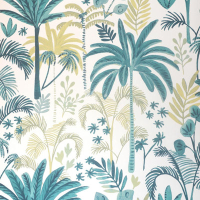 Tropical Jungle Trees Green Wallpaper Floral Leaves Modern Paste The Wall