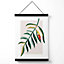 Tropical Leaf Green and Red Minamilist Medium Poster with Black Hanger