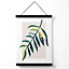 Tropical Leaf Teal and Green Mid Century Modern  Medium Poster with Black Hanger