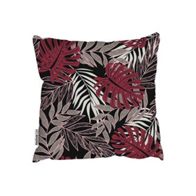 Tropical leaves and plants on dark background (Outdoor Cushion) / 45cm x 45cm