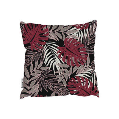 Tropical leaves and plants on dark background (Outdoor Cushion) / 60cm x 60cm