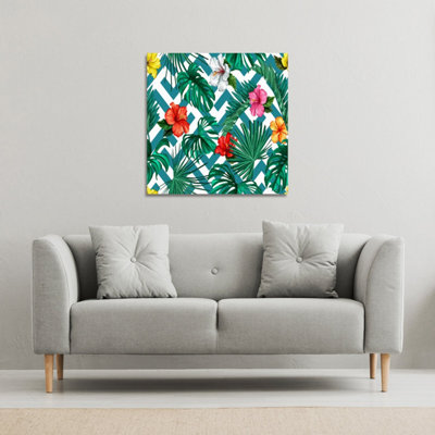 Tropical Leaves & Geometrics (Canvas Print) / 101 x 101 x 4cm Price Comparisons | Compare The Build