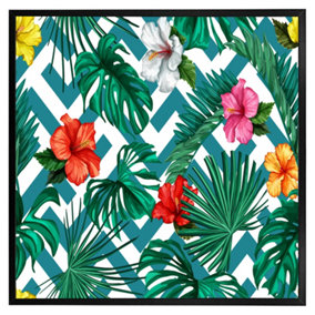 Tropical leaves & geometrics (Picutre Frame) / 12x12" / Oak