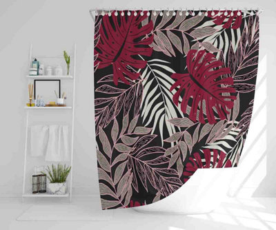 Tropical Leaves in Red, White & Grey (Shower Curtain) / Default Title Price Comparisons | Compare The Build