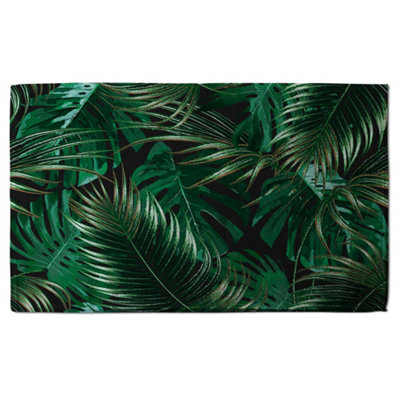 Tropical Leaves on Black (Bath Towel) / Default Title