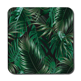 Tropical Leaves on Black (Coaster) / Default Title