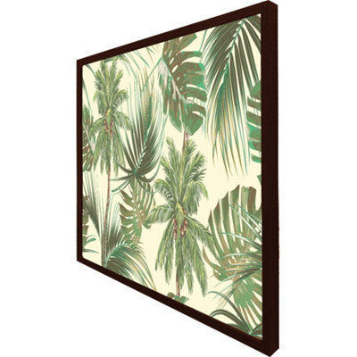 Tropical leaves on yellow (Picutre Frame) / 12x12" / Brown