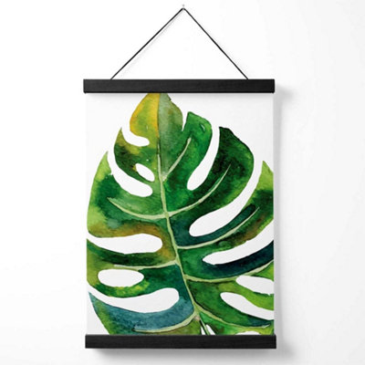 Tropical Monstera Abstract Watercolour Botanical Medium Poster with Black Hanger