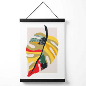 Tropical Monstera Green and Red Minamilist Medium Poster with Black Hanger