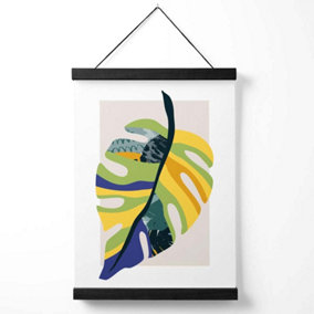 Tropical Monstera Teal and Green Mid Century Modern  Medium Poster with Black Hanger