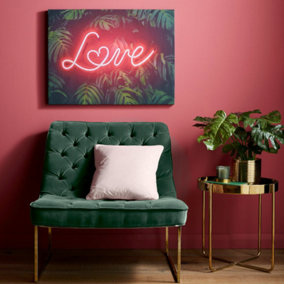 Tropical Neon Love Printed Canvas Typography Wall Art