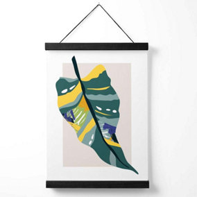 Tropical Palm Teal and Green Mid Century Modern  Medium Poster with Black Hanger