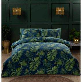 Tropical Palma Leaves Duvet Set Double Green