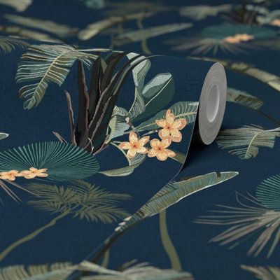 Tropical Paradise Wallpaper in Navy
