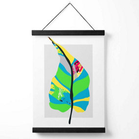 Tropical Plant Blue and Green Abstract Minimalist Medium Poster with Black Hanger