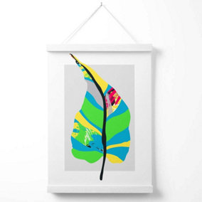 Tropical Plant Blue and Green Abstract Minimalist Poster with Hanger / 33cm / White
