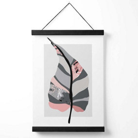 Tropical Plant Grey and Pink Boho Botanical Medium Poster with Black Hanger