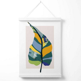 Tropical Plant Teal and Green Mid Century Modern  Poster with Hanger / 33cm / White