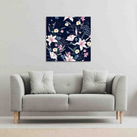 Tropical White & Pink Flowers (Canvas Print) / 101 x 101 x 4cm