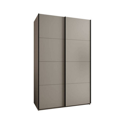 Trosa I Cashmere Sliding Door Wardrobe W1500mm H2450mm D640mm with Black Steel Handles