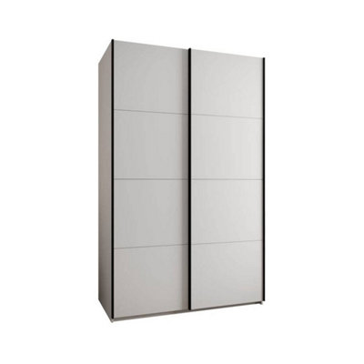 Trosa I Cashmere Sliding Door Wardrobe W1600mm H2450mm D640mm with Black Steel Handles