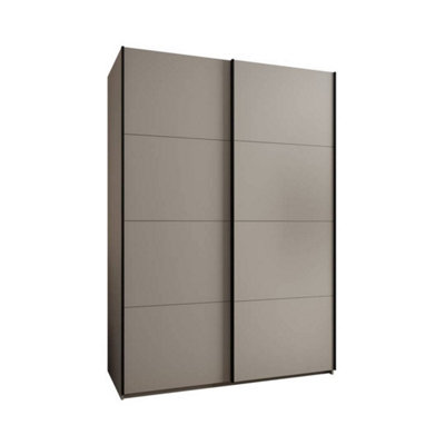 Trosa I Cashmere Sliding Door Wardrobe W1700mm H2450mm D640mm with Black Steel Handles