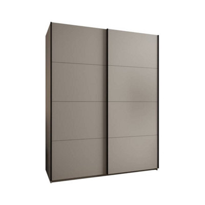 Trosa I Cashmere Sliding Door Wardrobe W1900mm H2450mm D640mm with Black Steel Handles