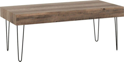Troy Coffee Table in Medium Oak Effect and Black Metal Finish