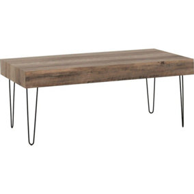 Troy Coffee Table in Medium Oak Effect and Black Metal Finish