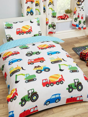 Trucks and Transport 4 in 1 Junior Bedding Bundle Set (Duvet, Pillow and Covers)