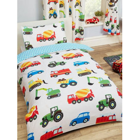 Trucks and Transport 4 in 1 Junior Bedding Bundle Set (Duvet, Pillow and Covers)