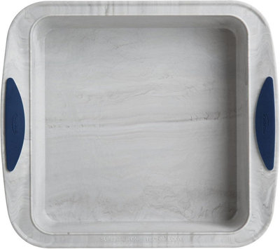 Trudeau 2PC Grey Marble Effect Silicone Easy Release 8" Square Non-Stick Cake Pans