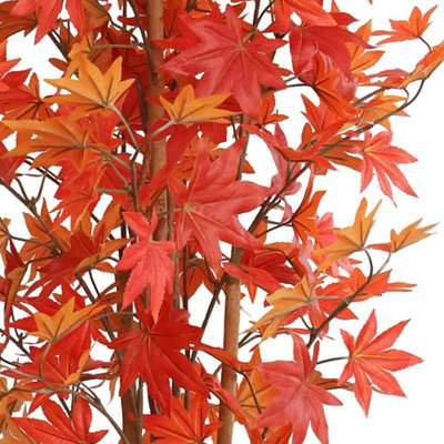 True Products Artificial Autumn Red Maple Tree with Natural Wood Trunk ...