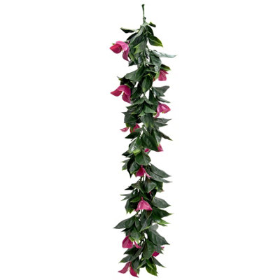 True Products Artificial Red Bougainvilliea Hanging Leaf Trailing Vine Garland 65cm