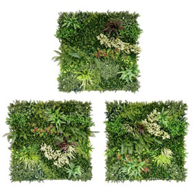 True Products Combo of 3 Premium Artificial Gala Green Plant Living Wall Panels 1m x 1m
