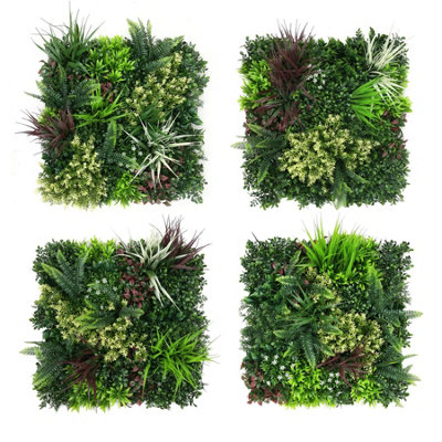 True Products Combo of 4 Premium Artificial Green Plant Living Wall Panels 50cm x 50cm - Carnival A,B,C,D