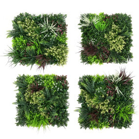 True Products Combo of 4 Premium Artificial Green Plant Living Wall Panels 50cm x 50cm - Carnival A,B,C,D