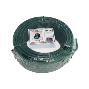 True Products Galvanised Line Straining Tension Wire - Green PVC Coated - 25m