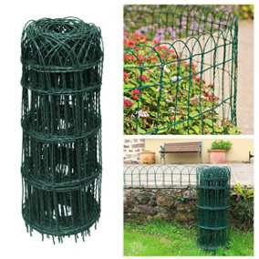 True Products Garden Decorative Border Fence - Green PVC Coated Wire - Lawn Path Edge - 650mm x 10m