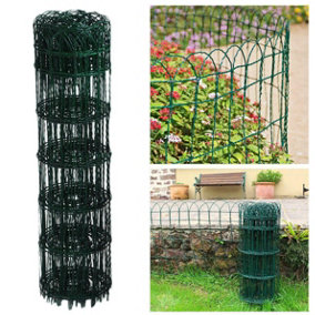 True Products Garden Decorative Border Fence - Green PVC Coated Wire - Lawn Path Edge - 950mm x 10m