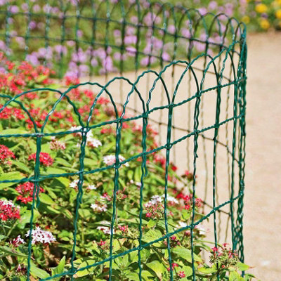 True Products Garden Decorative Border Fence - Green PVC Coated Wire - Lawn Path Edge - 950mm x 10m