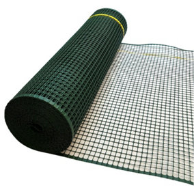 True Products Green General Plastic Mesh Garden Fence - 20mm x 20mm Square Mesh - 1m x 10m