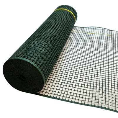 True Products Green General Plastic Mesh Garden Fence - 20mm x 20mm Square Mesh - 1m x 30m