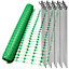 True Products Green Plastic Safety Barrier Mesh Fence Netting 1m x 50m & 20 Metal Fencing Pins