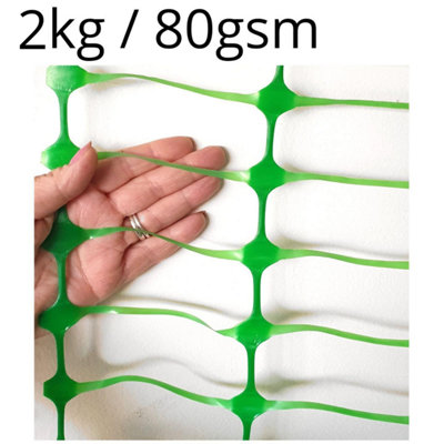 True Products Green Plastic Safety Barrier Mesh Fence Netting - Standard Grade 80gsm - 1m x 25m