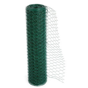 True Products Green PVC Coated Galvanised Chicken Wire Netting  - Rabbit Poultry Pet Garden Fence 13mm Mesh - 0.5m x 10m