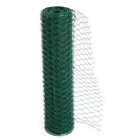 True Products Green PVC Coated Galvanised Chicken Wire Netting  - Rabbit Poultry Pet Garden Fence 25mm Mesh - 0.5m x 10m
