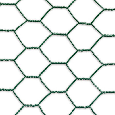 True Products Green PVC Coated Galvanised Chicken Wire Netting  - Rabbit Poultry Pet Garden Fence 50mm Mesh - 1m x 10m