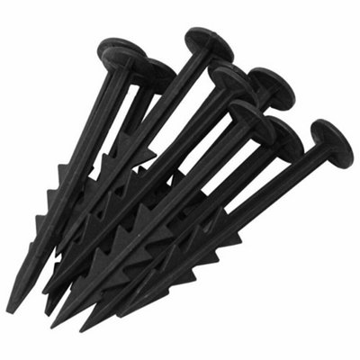 True Products Ground Cover Fabric Fleece Membrane Fixing Pins - Black 150mm PP6 Plastic Anchor Pegs - 10 Pack