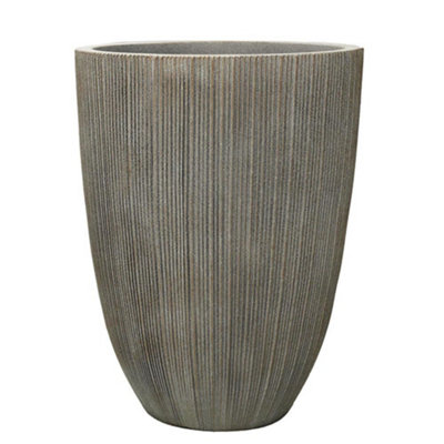 True Products Milan Tall Ruffled Plant Pot 37x37x48 - Sandstone